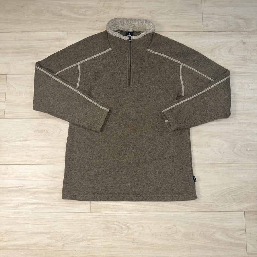 Kuhl Europa 1/4 Zip Sweater Mens Large Oatmeal Brown Alfpaca Hiking Outdoors‎